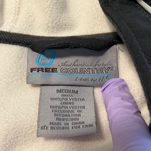 Free Country Womens White & Black Hooded Gray Fleece Lined Jacket Size Medium - Picture 7 of 7